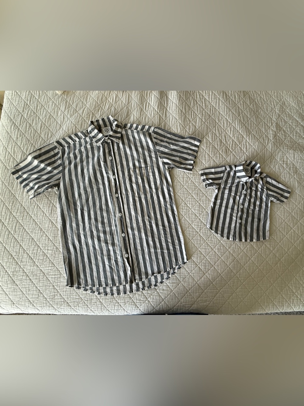 Father & Son Matching Button-Up Shirts - Dad Size L & Toddler 1-2T
